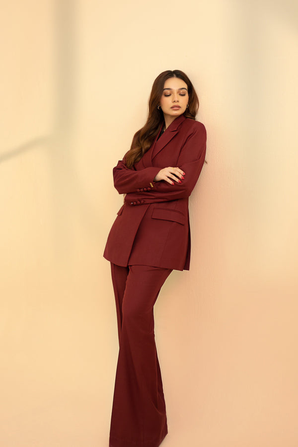 Dark Cherry - Side Structured Suit